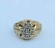 Men's Seven Genuine Diamond Oval Cluster Ring With Nugget Accent 10k Yellow Gold