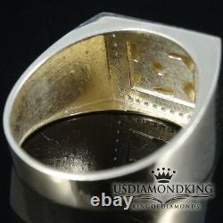 Men's Two Tone Real 100% 10k Yellow Gold Nugget Cz Ring Band 5.4 Grams Sz 10 New