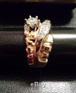 Men's or Women's Vintage 14K Gold Hand Made Nugget Ring 1/2 K DiamondFree Ship