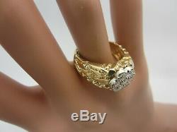 Mens 14K Yellow Gold 1.00 CT Diamond Ring Nugget Style HVS1