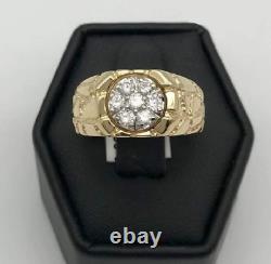 Mens Diamond Nugget Style crest 14k Yellow Gold Ring Size 10.25 Natural Diamond