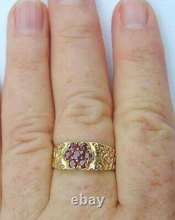 Mens Genuine Round Rubies Nugget Ring with 7 Rubies 10K Yellow Gold