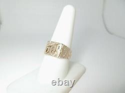 Mens Gold Nugget Dad Ring Diamond Natural Fathers 10k Solid Gold Size 9.75 R1690