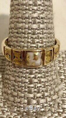 Mens Natural Gold in Quartz Custom Ring, 14Kt. With Natural Nuggets, RM1045NQ(B)