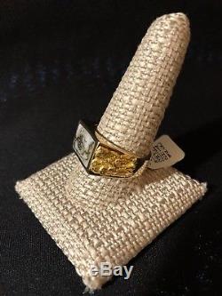 Mens Natural Gold in Quartz Custom Ring, 14Kt. With Natural Nuggets, RM961Q(B)