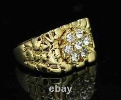 Mens Nugget Pinky Wedding Ring 1.50Ct Lab Created Diamond 14K Yellow Gold Plated