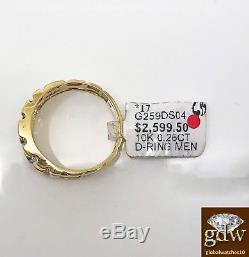 Mens Real 10 k Yellow Gold, Genuine Diamond Nugget Ring Band, Casual, Pinky N