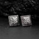 Mens Real 14k White Gold Square Nugget 0.28ct Iced Natural Diamond Stud Earrings