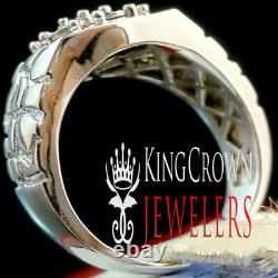 Mens Real Genuine Diamond Nugget Style Ring 10k White Gold Finish Pinky Band