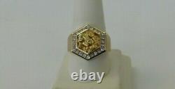 NEW Men's 14KT Yellow Gold 0.6 CT Diamond Hexagon Nugget Dress Ring, 12.1 grams