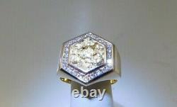 NEW Men's 14KT Yellow Gold 0.6 CT Diamond Hexagon Nugget Dress Ring, 12.1 grams