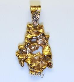 NICE 14K Gold Heavy Estate Men's Diamond Nugget Style Pendant 9.6 Grams