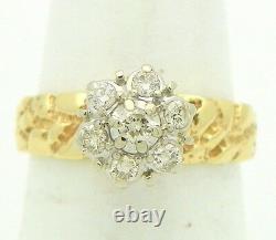 NUGGET DESIGN 1/3 ct DIAMOND CLUSTER RING REAL SOLID 10 K GOLD 3.3 g SIZE 6.25