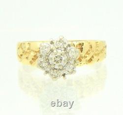 NUGGET DESIGN 1/3 ct DIAMOND CLUSTER RING REAL SOLID 10 K GOLD 3.3 g SIZE 6.25