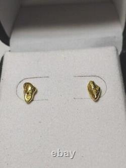 Natural 22k Gold Nugget Earrings, 14k Studs 1.08 Grams