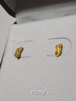 Natural 22k Gold Nugget Earrings, 14k Studs. 42 Grams