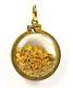 Natural 24k Gold Floating Loose Nugget Flakes Round Pendant 6.75 Grams 1 1/8