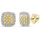 Natural Diamond Iced 0.19 Ct Nugget Real 10k Yellow Gold Square Stud Earrings