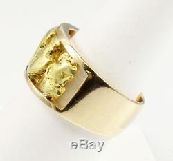 Natural Gold Nugget 1/2 Wide 14K Yellow Gold Band Ring Size 9 WHOLESALE