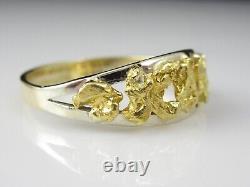 Natural Gold Nugget Ring Custom Made Band Estate 14K Two-Tone Size 9.25 Unisex