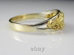 Natural Gold Nugget Ring Custom Made Band Estate 14K Two-Tone Size 9.25 Unisex