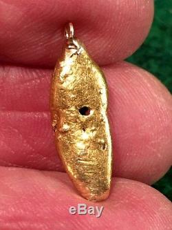 Natural Gold Nugget on Loop Pendant Specimen River Placer Bullion 3.51 Gram #F