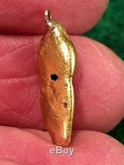 Natural Gold Nugget on Loop Pendant Specimen River Placer Bullion 3.51 Gram #F