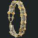 Natural Nugget 24k & Solid 14k Yellow Gold, Link Chain, 7 1/2 Bracelet