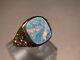 Natural Opal Mens Nugget Ring 14 K Yellow Gold Red And Blue