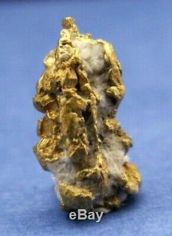 Natural Placer Crystalline Gold Nugget with Quartz from Atlin, BC, 1.08 Grams