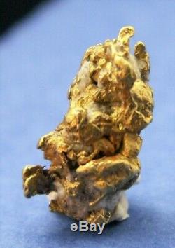 Natural Placer Crystalline Gold Nugget with Quartz from Atlin, BC, 1.08 Grams