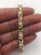 New Solid 10k Yellow Gold Nugget Style 7.75 Bracelet With Natural Round Diamond