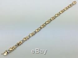 New Solid 10K Yellow Gold Nugget Style 7.75 Bracelet with Round Natural Diamond