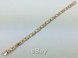 New Solid 10K Yellow Gold Nugget Style 8 Bracelet with Natural Round Diamond