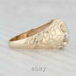 New Vintage Inspired Diamond Cluster Ring 10k Yellow Gold Size 8.5 Nugget Band