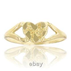 New beautiful 14k Yellow Gold Solid Nugget Heart Ring Band Sizes all