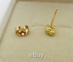 -ONE- Estate Solid 22k Yellow Gold Natural Gold Nugget Single Stud Earring
