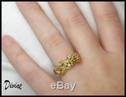 Ooak Hand Crafted 24k Alaskan Gold Nugget Wedding Anniversary Diamond Band Ring