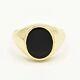 Oval Black Onyx Shiny Signet Ring Real Solid 10k Yellow Gold Handmade Gift Ring