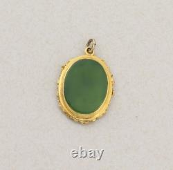 Pendant Only 10k Yellow Gold Natural Jade Nugget Cabin Pendant