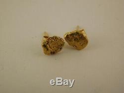 Placer Natural Gold Nugget Earrings 14k Gold Backs Gift Box
