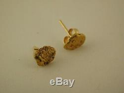 Placer Natural Gold Nugget Earrings 14k Gold Backs Gift Box