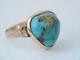 Rare Antique Victorian Solid 10k Rose Gold Turquoise Nugget Ring Sz 8