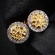 Real 10k Yellow Gold Iced 0.16 Ct Natural Diamond Round Nugget Stud Earrings