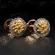 Real 10k Yellow Gold Natural Diamond 0.16 Ct Iced Round Nugget Stud Earrings