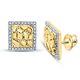 Real 10k Yellow Gold Natural Diamond Iced 0.20 Ct Square Nugget Stud Earrings