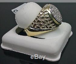 Real Genuine 10 k Men's Yellow Gold Nugget Ring With Diamond Ring Band