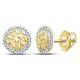 Real Natural Diamond 0.16 Ct 10k Yellow Gold Round Circle Nugget Stud Earrings