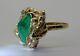 Rough Emerald & Cut Diamond Solid 14k Gold Nugget Style Ring Sz 9.5 & 26 Grams