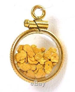 Small Natural 24k Gold Floating Loose Nugget Round Charm 1.1 GRAMS 3/4
